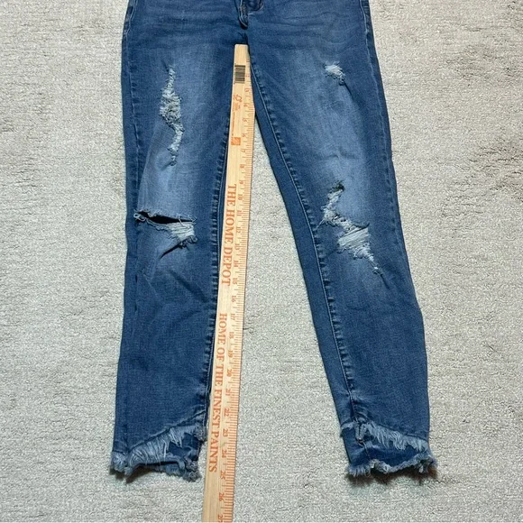 KANCAN Mid Rise Ankle Skinny Distressed KC6204M raw hem Jeans Women’s Sz.5/26 - Picture 7 of 7